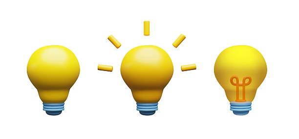 istock Vector 3d illustration of yellow light bulbs icon set on isolated background. 2240821206