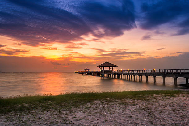 istock landscape ,Wooded bridge at sunset 2240826652