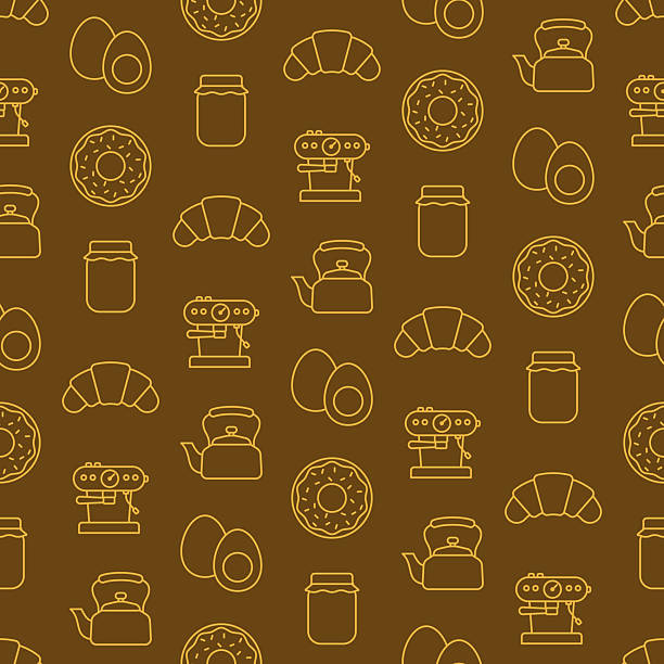 A seamless pattern made from editable stroke icons, so you can adjust the thickness of the lines as needed. Can be tiled vertically or horizontally.