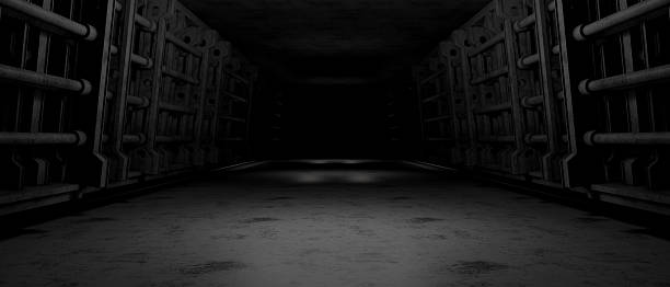 istock Dark Sci-Fi Corridor Industrial Futuristic Tunnel 2240829942