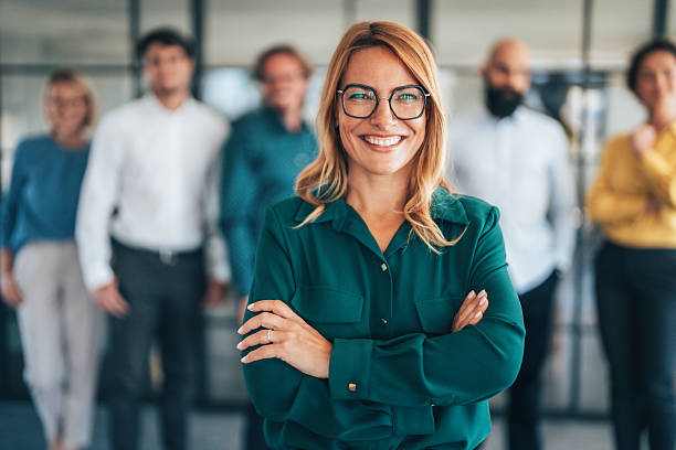 istock Professional female manager leading diverse office team 2240835853