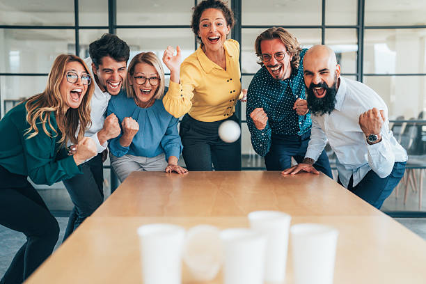 istock Cheerful business team having fun in the office 2240835866