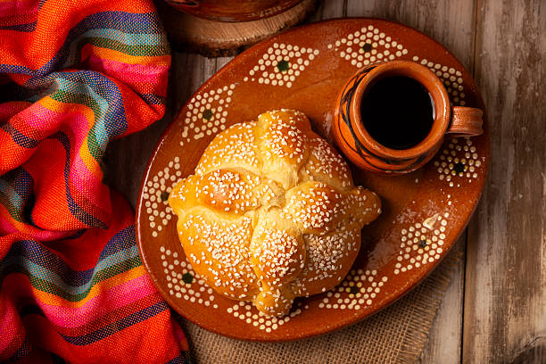 istock Pan de Muerto and coffee de olla topview image 2240836227