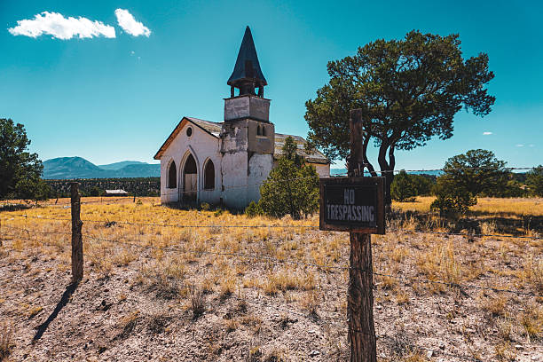 vintage church in colorado with mountain veiw in the background