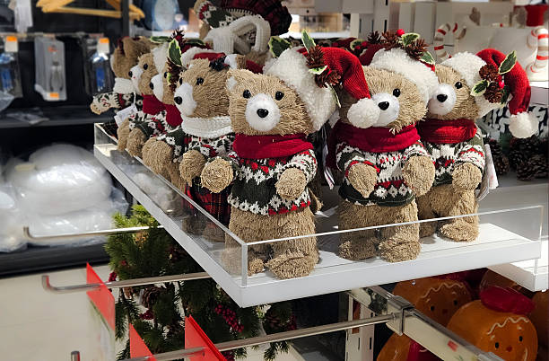 istock Christmas teddy bears on retail shelf 2240855559