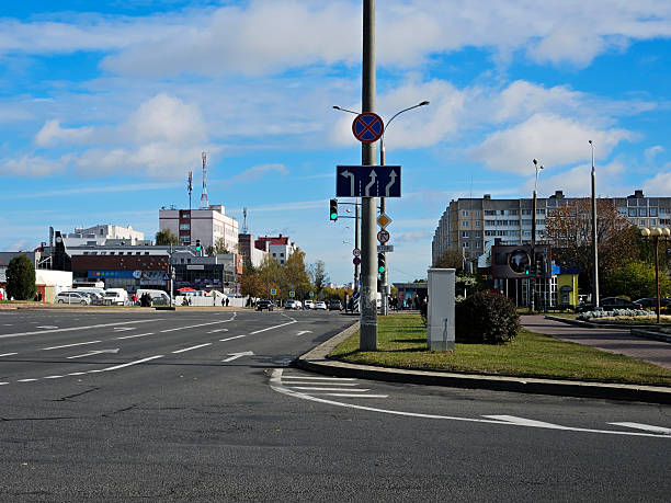 istock City intersection with lane sign 2240855698