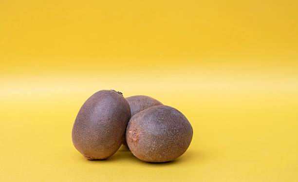 istock Kiwi Fruit Isolated on Yellow Background with Copy Space 2240857093