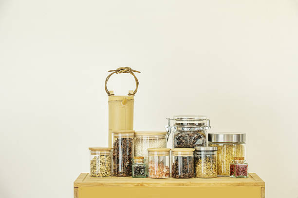 istock Spice and condiment jars on bamboo wooden box 2240858301