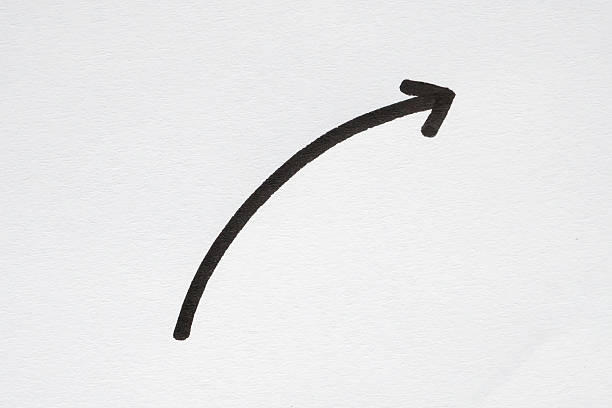 hand drawn arrow with black marker on white background