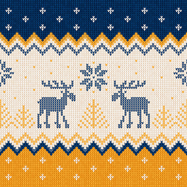 istock Cozy Knitted Christmas Border with Snowflakes and Scaninavian Ornaments. 2240865872