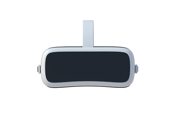 One VR glasses isolated on white background. Virtual reality headset. Modern gadgets augmented. Innovation technology for gaming. Front view. 3d render