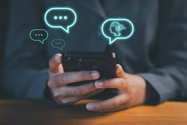 istock Person using a smartphone with technology smart robot AI chatbot for chat. digital chatbot are assistant conversation for provide access to data growth of business in online network. 2240868951
