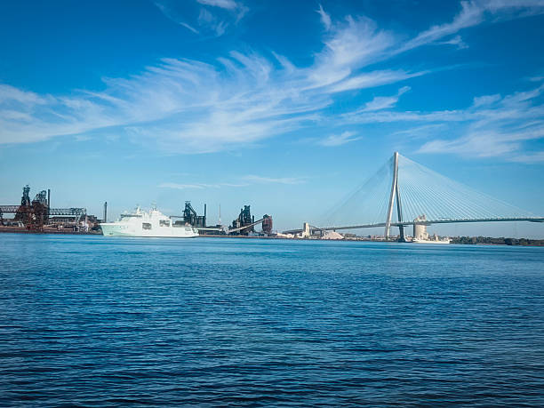 A naval nautical vessel on the Detroit River