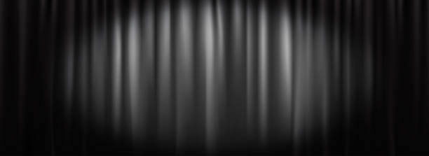 istock Black velvet curtain background. Closed curtains backdrop for theater stage or cinema, silent movie. Old Hollywood scene concept. Noir horror drapery wallpaper for award, show, performance. Vector 2240878800