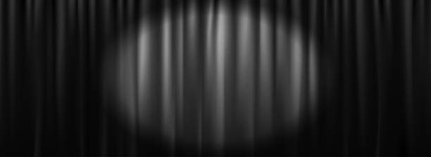 istock Black velvet curtain background. Closed curtains backdrop for theater stage, cinema, silent movie screen. Vector old Hollywood scene concept. Noir horror drapery wallpaper for award, show, performance 2240878815