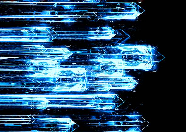 istock 3d illustration of countless abstract blue light arrows 2240880035