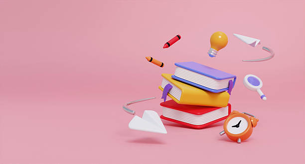 istock Back to school supplies and fun elements in vibrant colors. 3D render illustration 2240886877