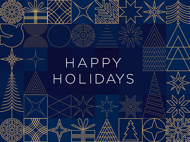 Gold and blue Nostalgic Christmas card design vector art illustration