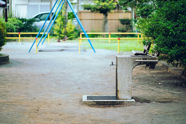 Park Water Fountain on a Quiet Park