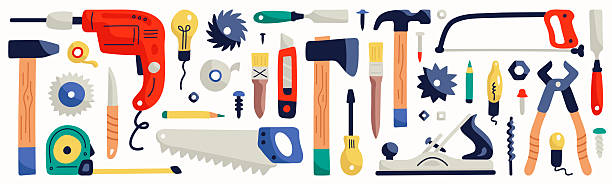 istock Set of construction tools for home repairs. Mechanic tools collection isolated on white background 2240900397