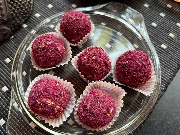 istock Rose laddu exotic indian sweet 2240900813