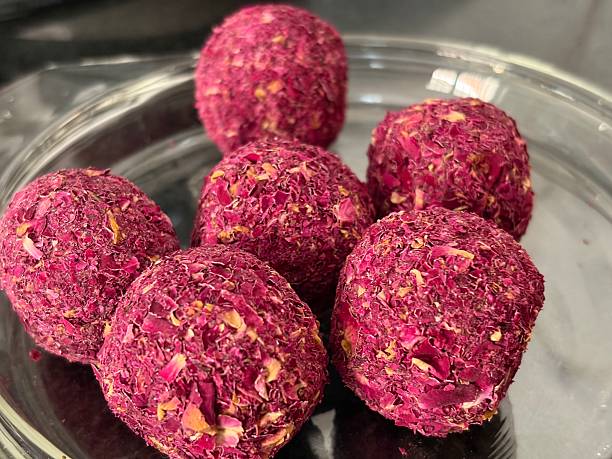istock Rose laddu exotic indian sweet 2240900815