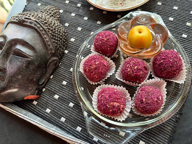 istock Rose laddu exotic indian sweet 2240900824