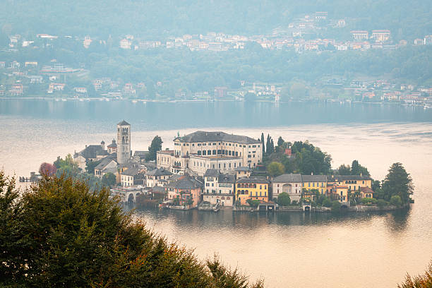 istock Orta San Giulio island, fall season dusk view. Color image 2240903165
