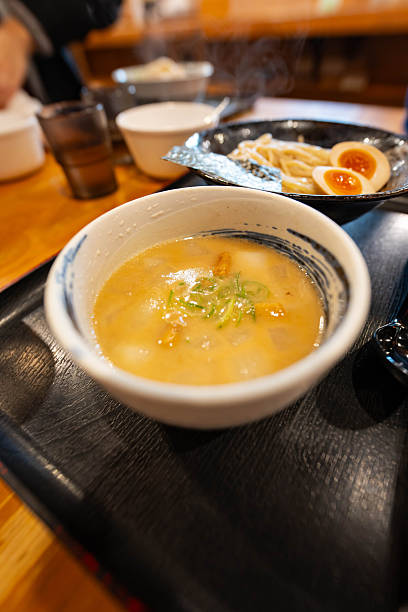 a thick soury pork broth with dried noodles also known as tsukumen