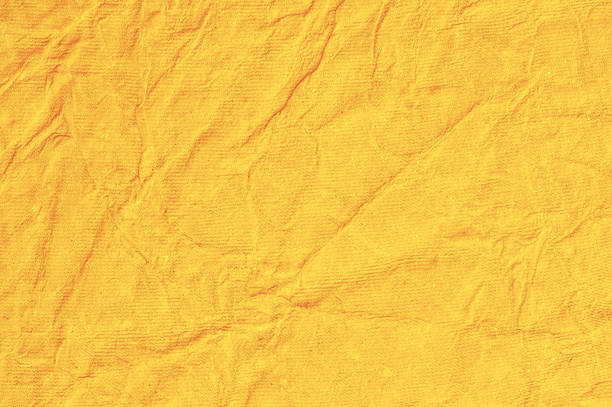 Plain blank empty wrinkled crushed unwrapped wrapping paper subtle striped watermark lines full frame horizontal vibrant bright fluorescent neon yellow orange background. Can be used as birthday party cafe backdrops, poster templates.