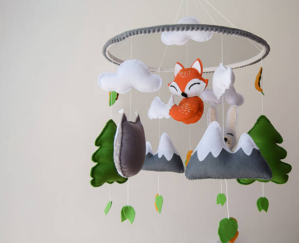 istock Handmade felt baby mobile with animals and stars — nursery decor 2240935979