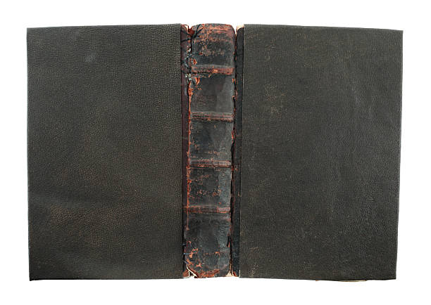 istock Fully unfolded antique book cover with aged leather texture and vintage look, isolated on transparent background 2240941786