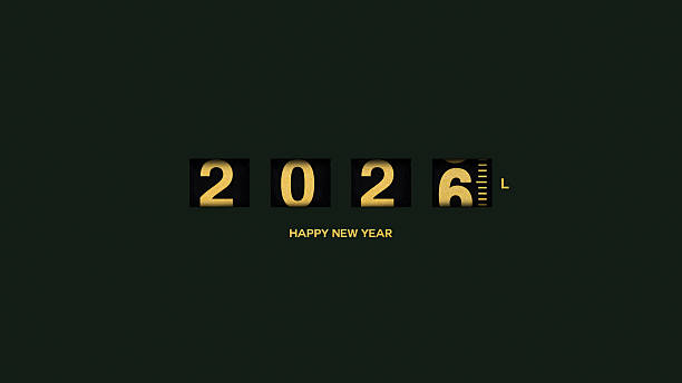 istock Gasoline meter 2026, creative idea. Fuel column, concept. Counter golden 2025 changes to 2026 on dark green background. Happy New Year 2240941812