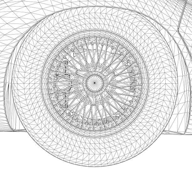 istock A detailed black and white blueprint drawing of a jet engine, featuring intricate lines, wireframe structures, and mechanical components like a central wheel. 2240951594