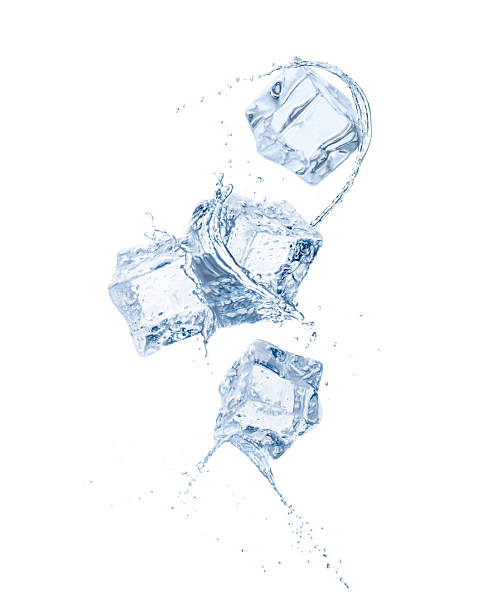 istock Ice cubes and splashing water on white background 2240958764