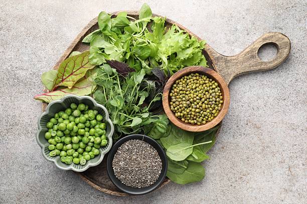 istock Superfood. Different healthy products on light grey table, top view 2240959858