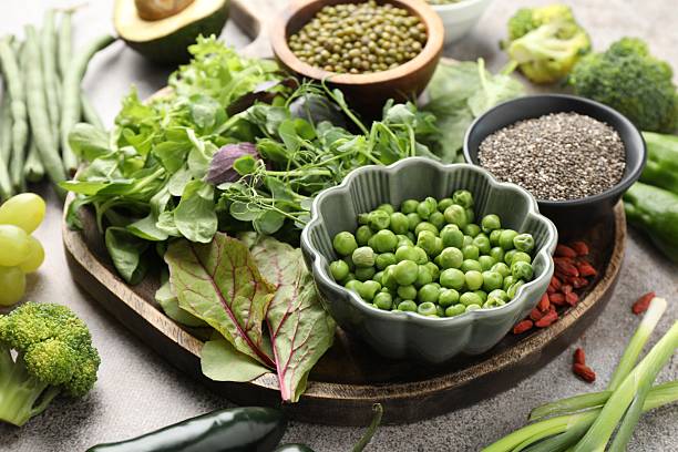 istock Superfood. Different healthy products on grey table, closeup 2240959869