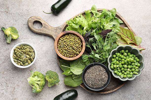 istock Superfood. Different healthy products on light grey table, flat lay 2240959905
