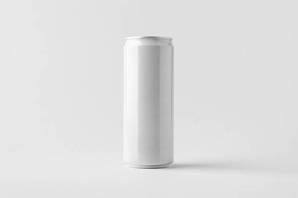 istock Slim soda energy drink beverage can mockup on a gray background 2240960988