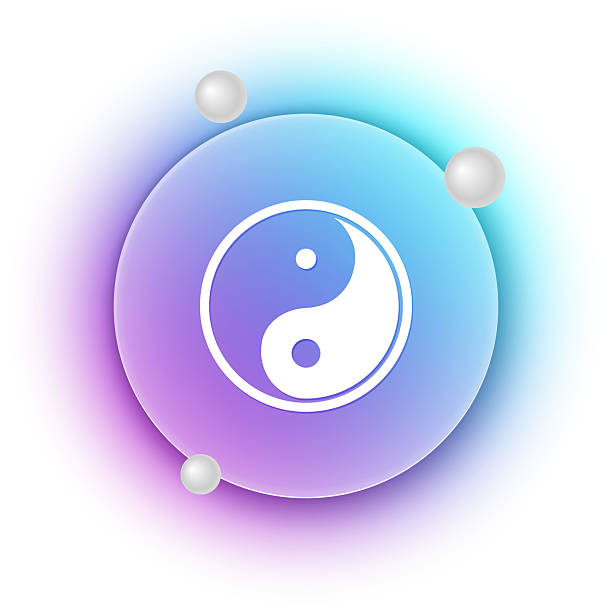 istock White Yin Yang symbol of harmony and balance icon isolated on white background. Blue and purple gradient circle background. Vector 2240963157
