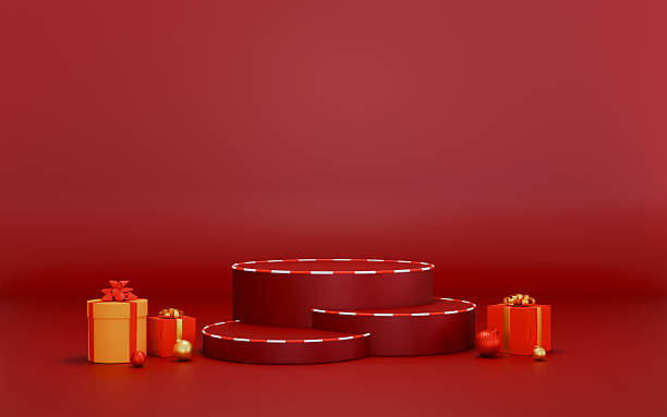 istock Christmas podium with gift for product advertisement 3d illustration 2240963327