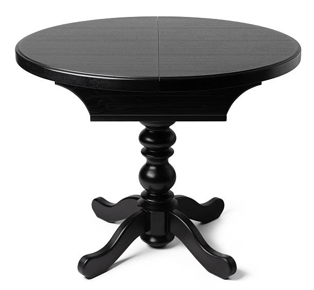 istock Oval wooden classic table isolated on white 2240963655