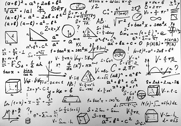 Mathematical Equations on white background. Scientific background concept. High quality photo