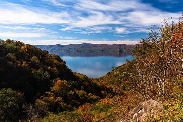 istock Panoramic autumn view of Lake Towada from mountain viewpoint 2240976359