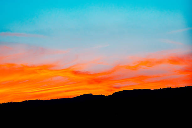 Sunset or sunrise and red clouds, wonderful sky colors