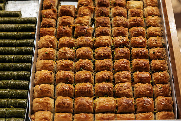 Traditional Turkish Baklava in Tray Display