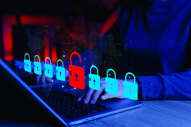 istock Cybersecurity Breach and Data Protection Concept. Unlocked red padlock among secured blue ones symbolizing cyberattack, data breach, online threat, network vulnerability in digital security systems, 2240990661