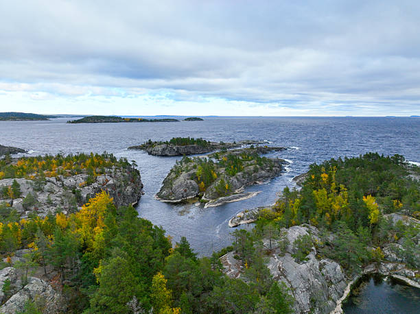 istock Scenic islands and vast open water under a gray sky 2240991321