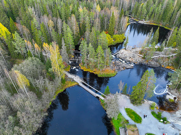 istock Visitor infrastructure and rapids in a natural forest park 2240992078