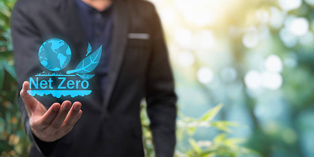 istock Global net zero emissions describe a state in which carbon dioxide is released due to human activities and the removal of the gas 2240993624
